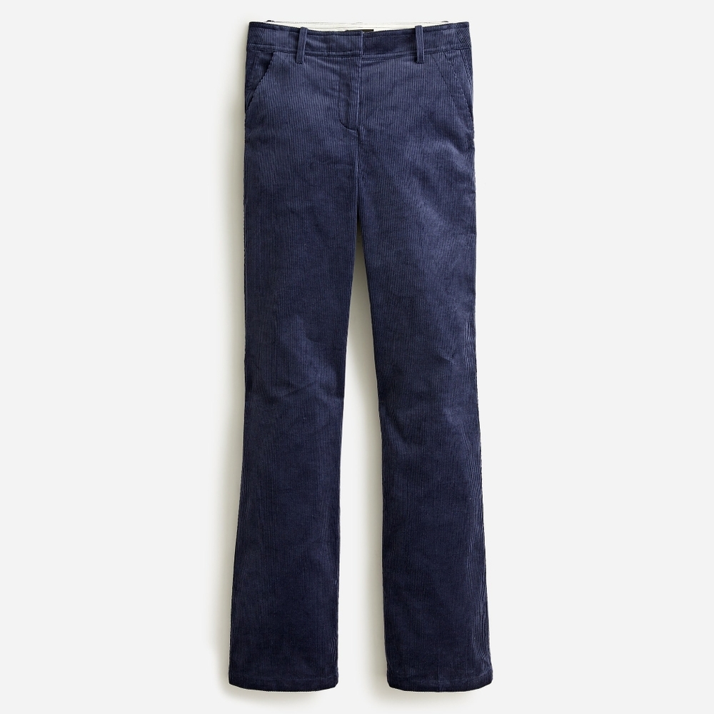 J. Crew Petite Flared Trouser in Navy Cordury